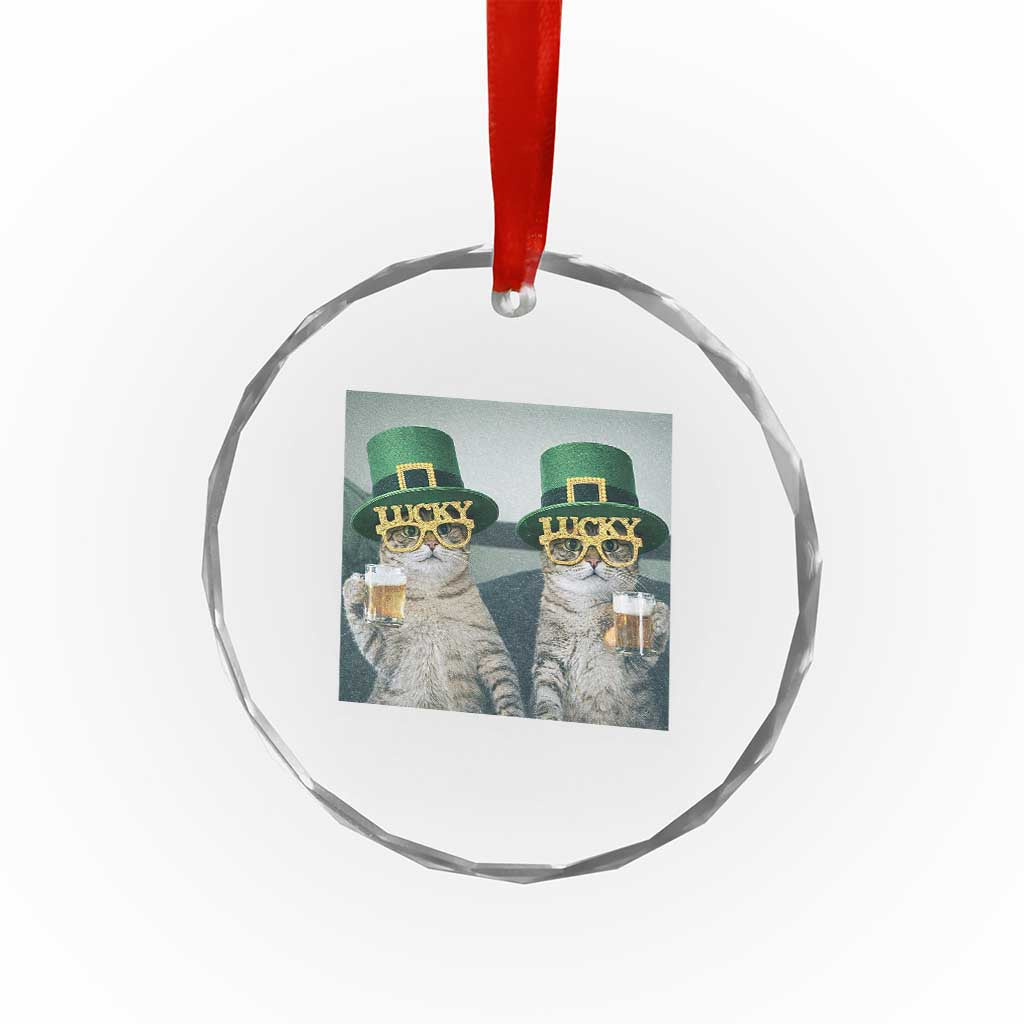 Funny St Patricks Day Cats Drinking Beer Meme Crystal Glass Ornament TS14 Print Your Wear