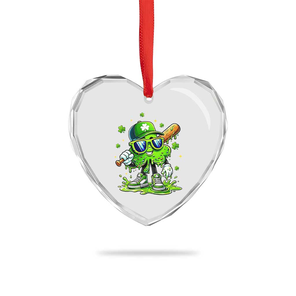 Funny St Patricks Day Clover Baseball Player Gift Heart Crystal Glass Ornament TS12 Print Your Wear