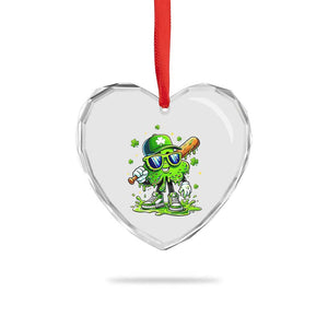 Funny St Patricks Day Clover Baseball Player Gift Heart Crystal Glass Ornament TS12 Print Your Wear