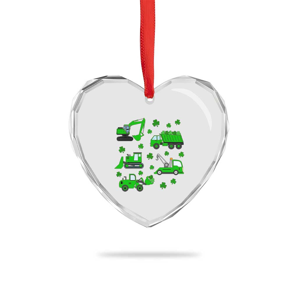 Funny St Patricks Day Construction Trucks Irish Shamrock Heart Crystal Glass Ornament TS11 Print Your Wear