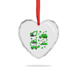 Funny St Patricks Day Construction Trucks Irish Shamrock Heart Crystal Glass Ornament TS11 Print Your Wear
