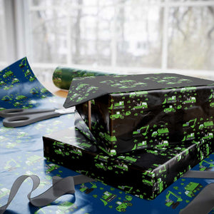 Funny St Patricks Day Construction Trucks Irish Shamrock Wrapping Paper Roll TS11 Black Print Your Wear