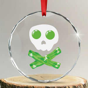 Funny St Patricks Day Crystal Glass Ornament Bacon & Eggs Skull & Crossbones TS10 Transparent Glass 3'' Circle Print Your Wear