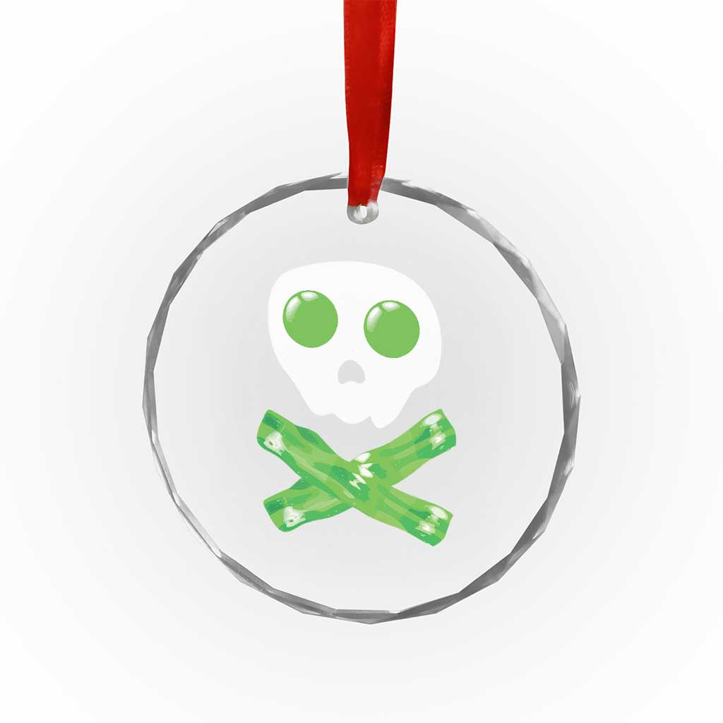 Funny St Patricks Day Crystal Glass Ornament Bacon & Eggs Skull & Crossbones TS10 Print Your Wear