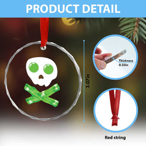 Funny St Patricks Day Crystal Glass Ornament Bacon & Eggs Skull & Crossbones TS10 Print Your Wear