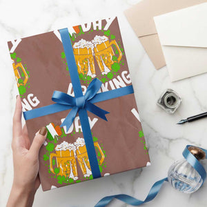 Funny St Patricks Day Wrapping Paper Roll I Love Day Drinking Beer Lover Drink Team TS02 Mocha Print Your Wear