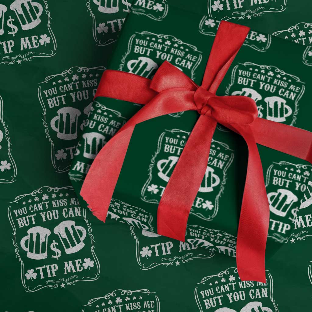 Funny St Patricks Day Wrapping Paper Roll Lucky Shamrock Waitress Bartender Waiter TS02 Green Print Your Wear