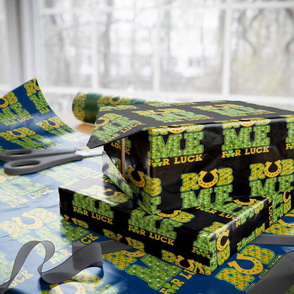Funny St Patricks Day Wrapping Paper Roll Rub Me For Luck Shamrock Adult Humor TS02 Black Print Your Wear
