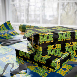 Funny St Patricks Day Wrapping Paper Roll Rub Me For Luck Shamrock Adult Humor TS02 Black Print Your Wear