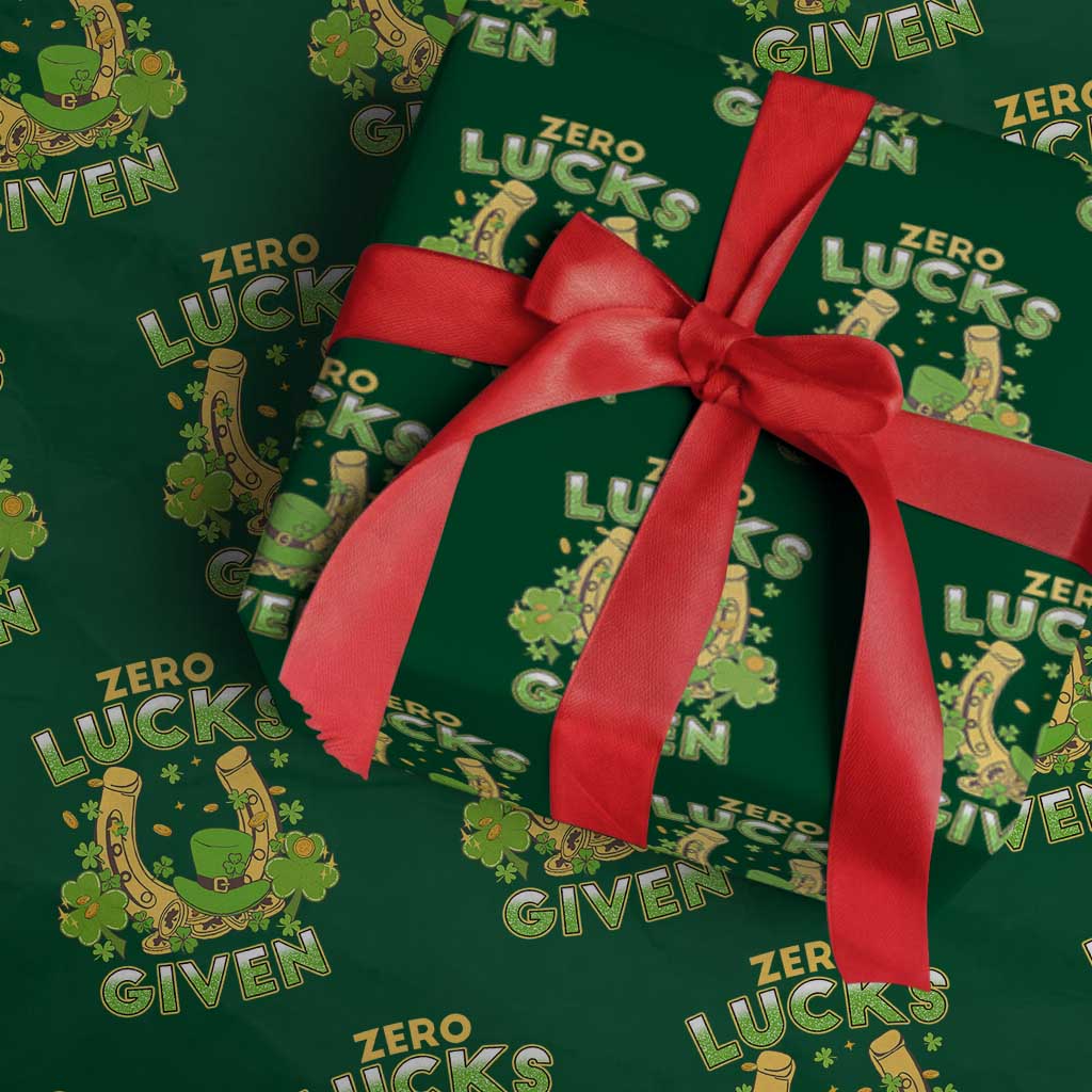Funny St Patricks Day Wrapping Paper Roll Zero Lucks Given Irish Shamrock TS02 Green Print Your Wear