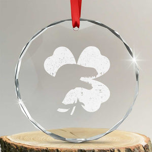 Funny St Patricks Day Dinosaur Shamrock Crystal Glass Ornament TS11 Transparent Glass 3'' Circle Print Your Wear