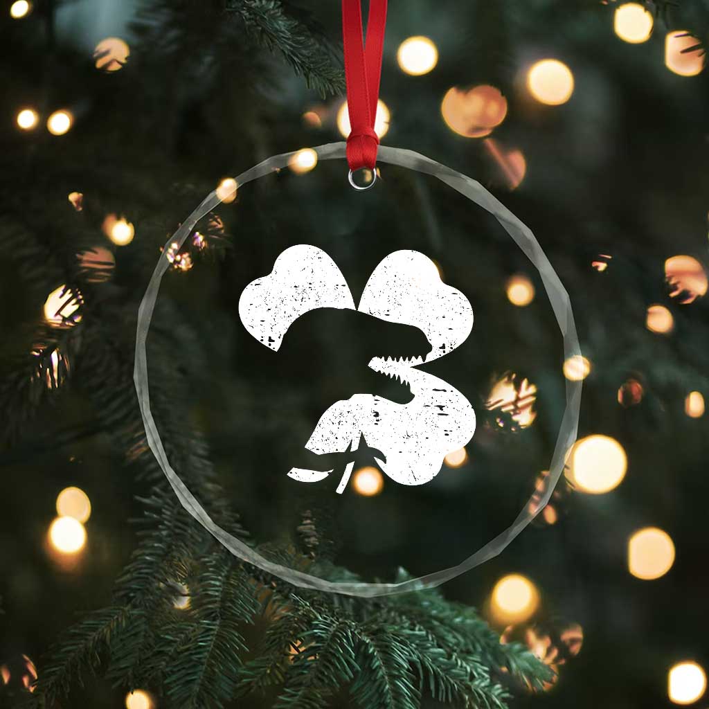 Funny St Patricks Day Dinosaur Shamrock Crystal Glass Ornament TS11 Print Your Wear
