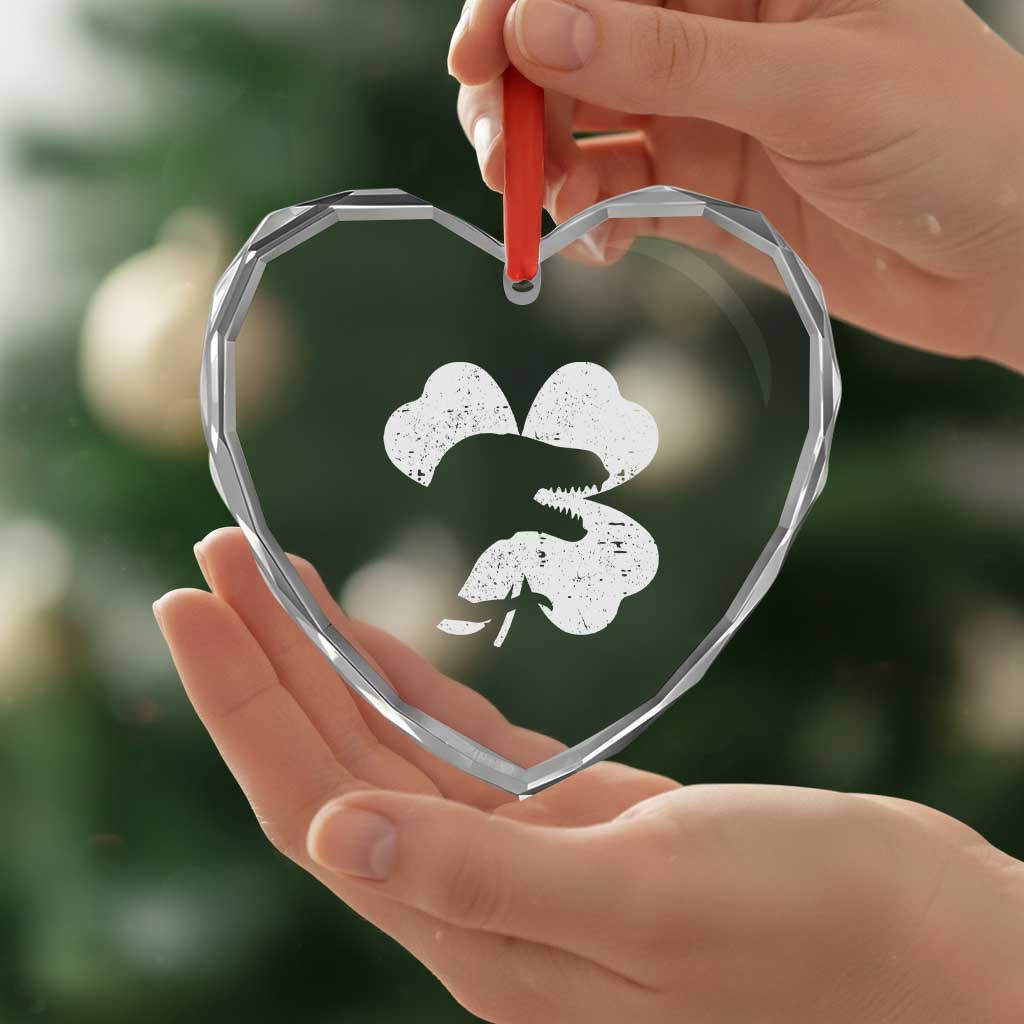 Funny St Patricks Day Dinosaur Shamrock Heart Crystal Glass Ornament TS11 Print Your Wear