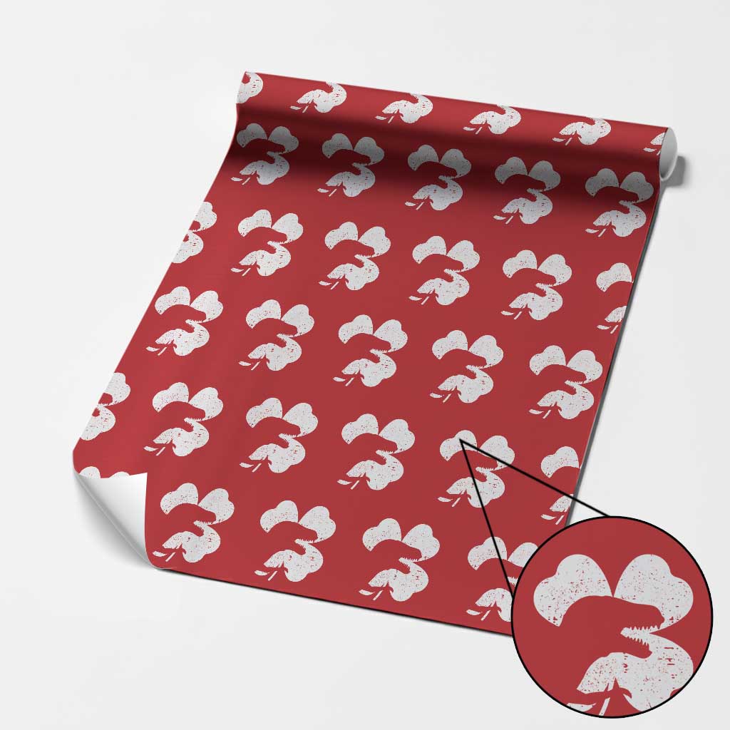 Funny St Patricks Day Dinosaur Shamrock Wrapping Paper Roll TS11 Red Print Your Wear