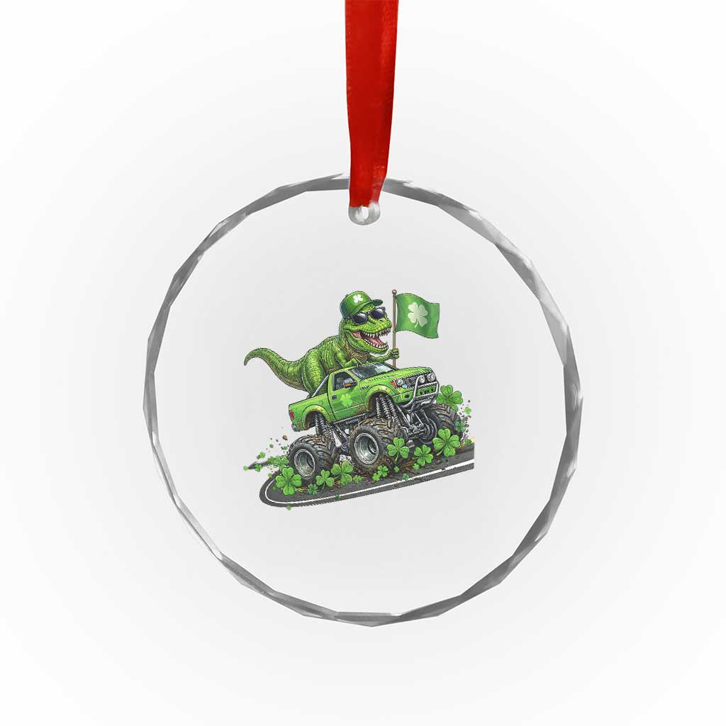 Funny St Patricks Day Dinosaur Truck Crystal Glass Ornament Irish Holiday Gift TS12 Print Your Wear