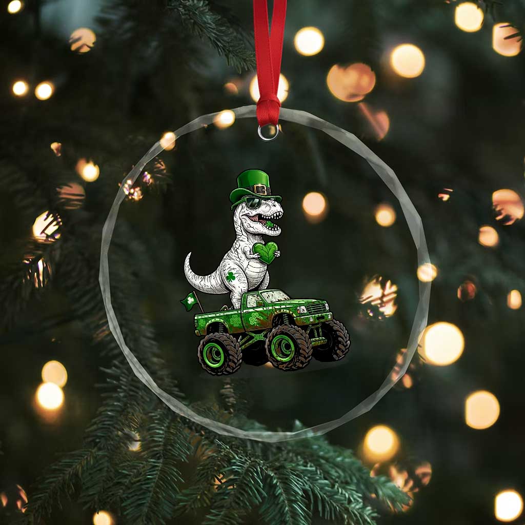 Funny St Patricks Day Dinosaur Truck Crystal Glass Ornament Lucky Dino Gift TS12 Print Your Wear