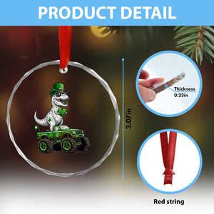 Funny St Patricks Day Dinosaur Truck Crystal Glass Ornament Lucky Dino Gift TS12 Print Your Wear
