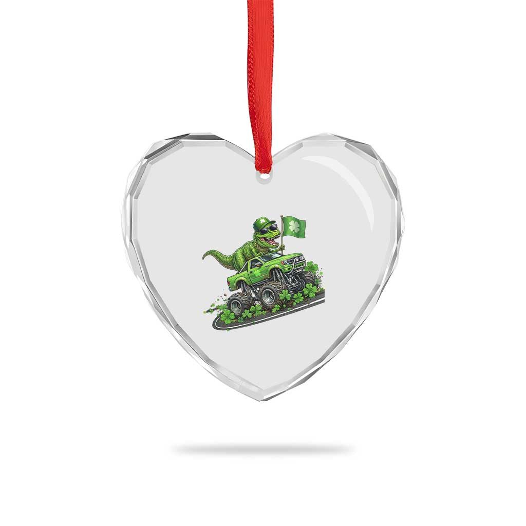 Funny St Patricks Day Dinosaur Truck Heart Crystal Glass Ornament Irish Holiday Gift TS12 Print Your Wear