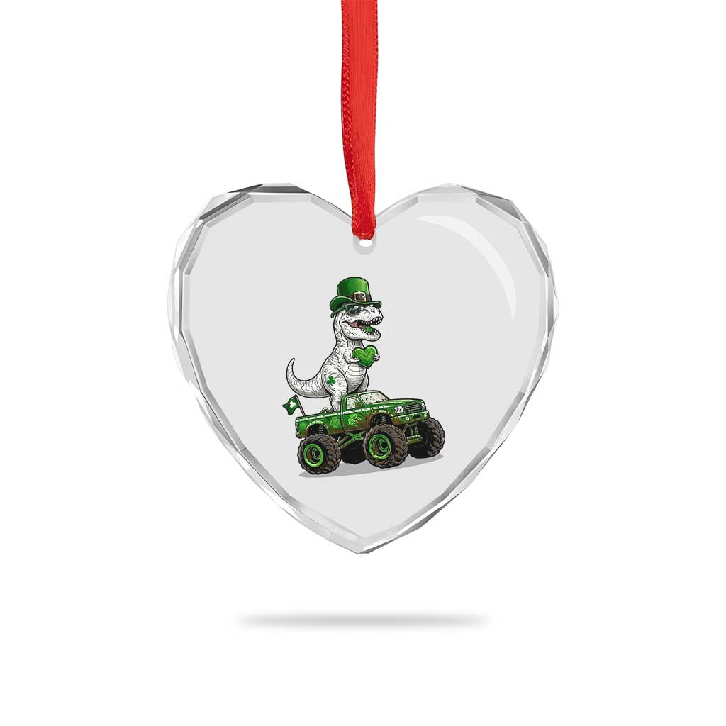 Funny St Patricks Day Dinosaur Truck Heart Crystal Glass Ornament Lucky Dino Gift TS12 Print Your Wear
