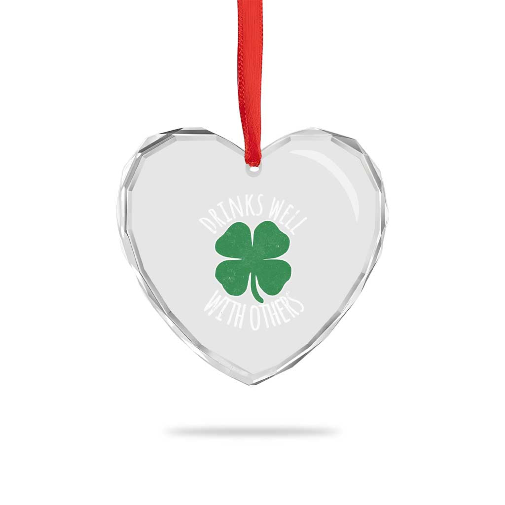 Funny St Patricks Day Drinking Heart Crystal Glass Ornament Drinks Well With Others Drunk Beer Lucky Shamrock TS02 Print Your Wear