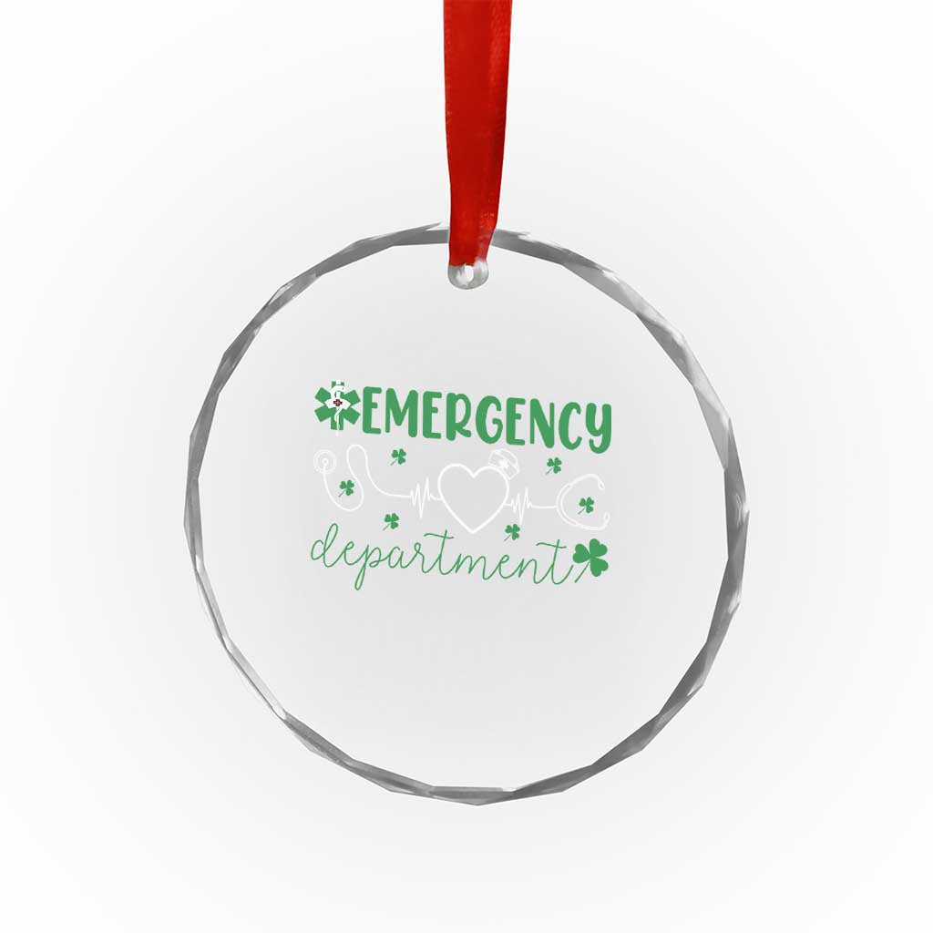 Funny St Patricks Day ER Nurse Crystal Glass Ornament Emergency Department Lucky Shamrocks TS02 Print Your Wear