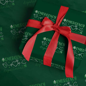Funny St Patricks Day ER Nurse Wrapping Paper Roll Emergency Department Lucky Shamrocks TS02 Green Print Your Wear