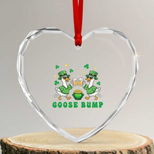 Funny St Patricks Day Goose Drinking Beer Heart Crystal Glass Ornament Goose Bump TS14 Transparent Glass 3'' Heart Print Your Wear