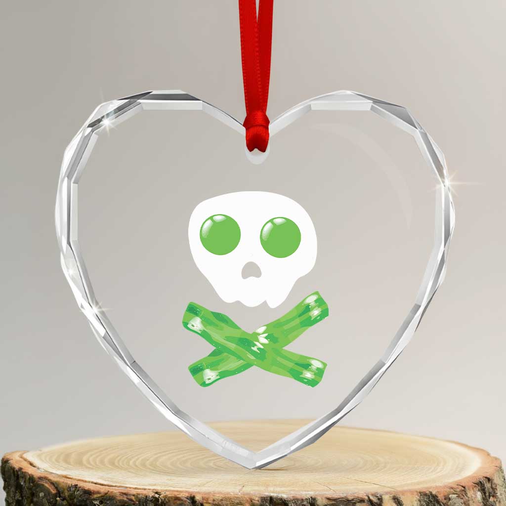 Funny St Patricks Day Heart Crystal Glass Ornament Bacon & Eggs Skull & Crossbones TS10 Transparent Glass 3'' Heart Print Your Wear