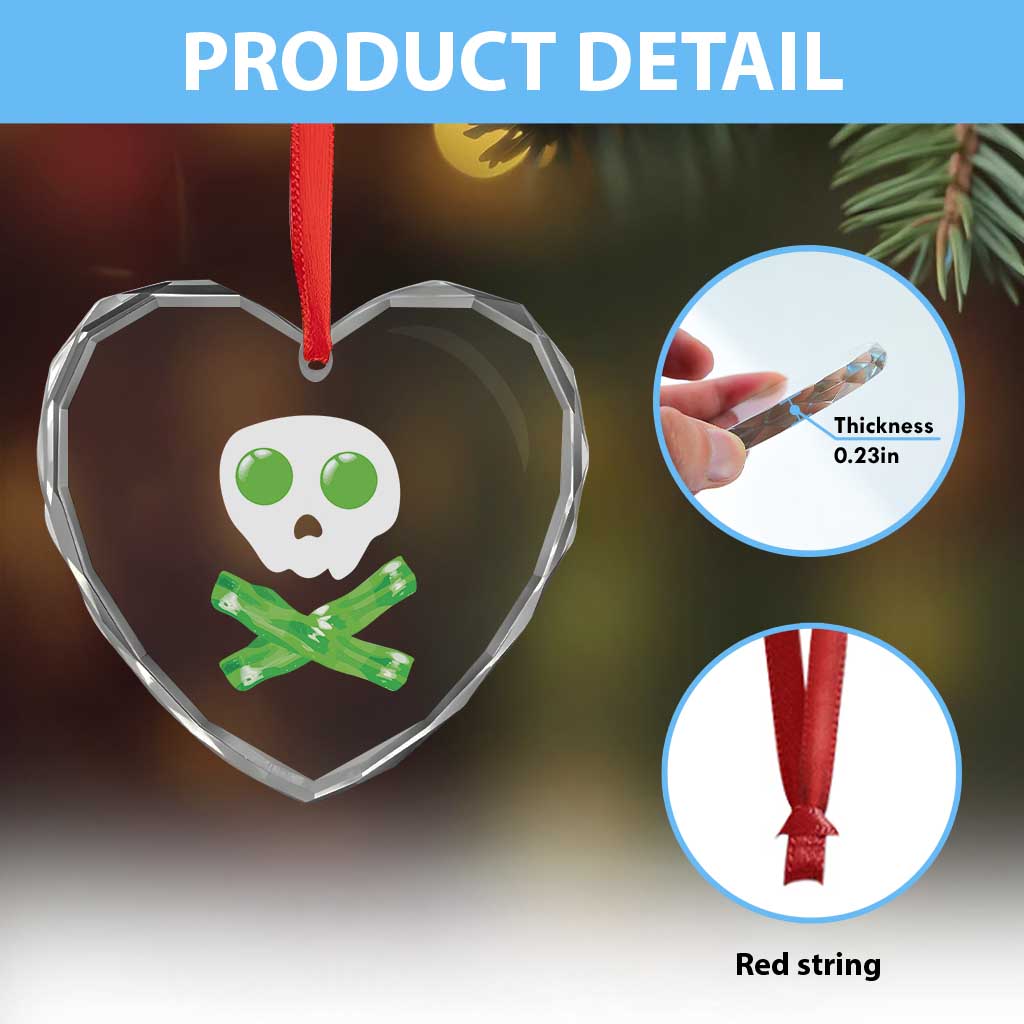 Funny St Patricks Day Heart Crystal Glass Ornament Bacon & Eggs Skull & Crossbones TS10 Print Your Wear