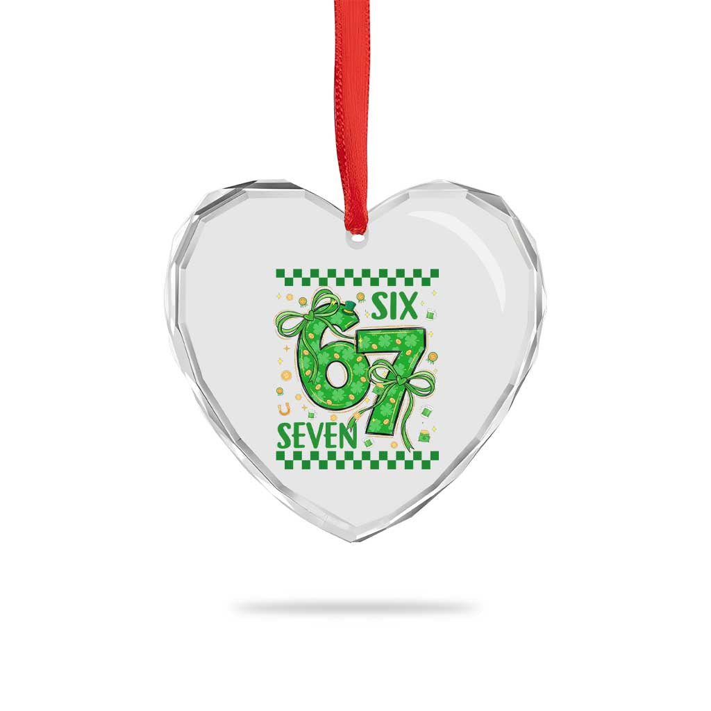 Funny St Patricks Day Heart Crystal Glass Ornament Six Seven Meme Irish Gag Gift TS12 Print Your Wear