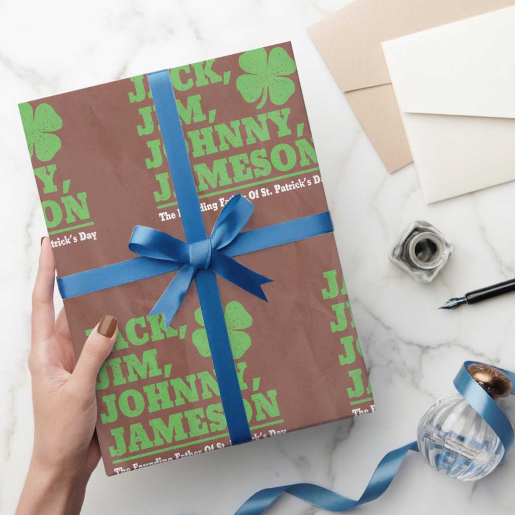 Funny St Patricks Day Irish Fathers Jack Jim Johnny Jameson Wrapping Paper Roll TS11 Mocha Print Your Wear