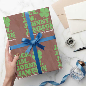 Funny St Patricks Day Irish Fathers Jack Jim Johnny Jameson Wrapping Paper Roll TS11 Mocha Print Your Wear