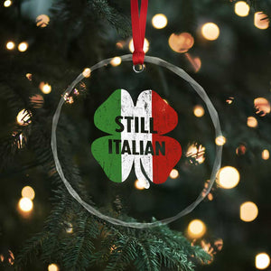 Funny St Patricks Day Italian Crystal Glass Ornament Retro Vintage Shamrock Italy Flag TS10 Print Your Wear