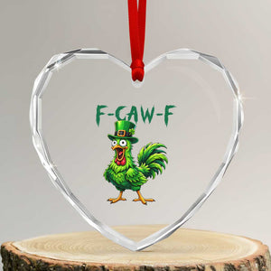 Funny St Patricks Day Lucky Chicken Heart Crystal Glass Ornament F Caw F TS14 Transparent Glass 3'' Heart Print Your Wear