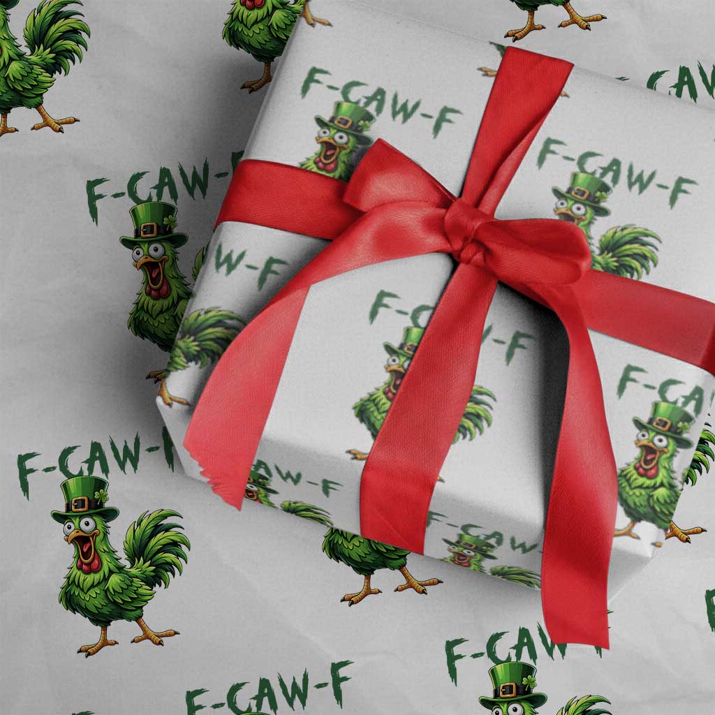 Funny St Patricks Day Lucky Chicken Wrapping Paper Roll F Caw F TS14 White Print Your Wear