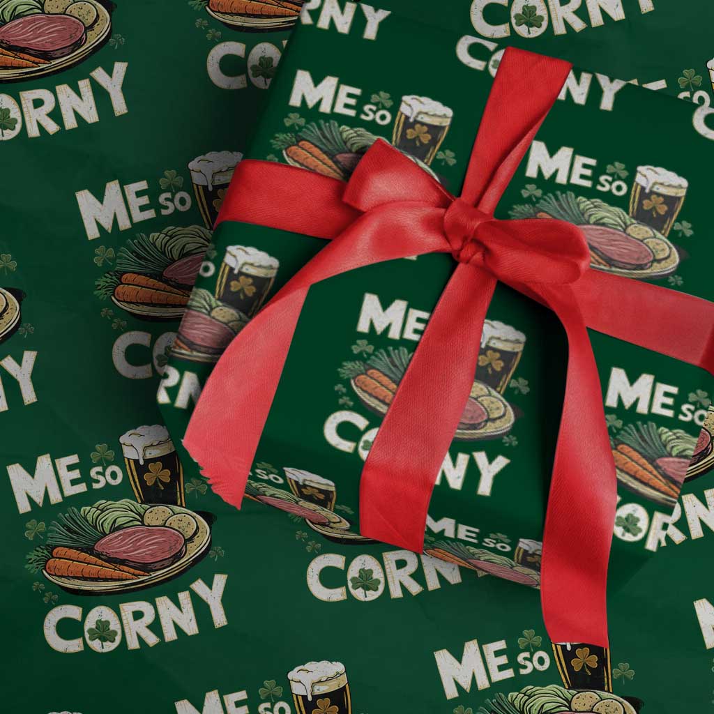 Funny St Patricks Day Me So Corny Wrapping Paper Roll Stout Irish Corned Beef TS11 Green Print Your Wear