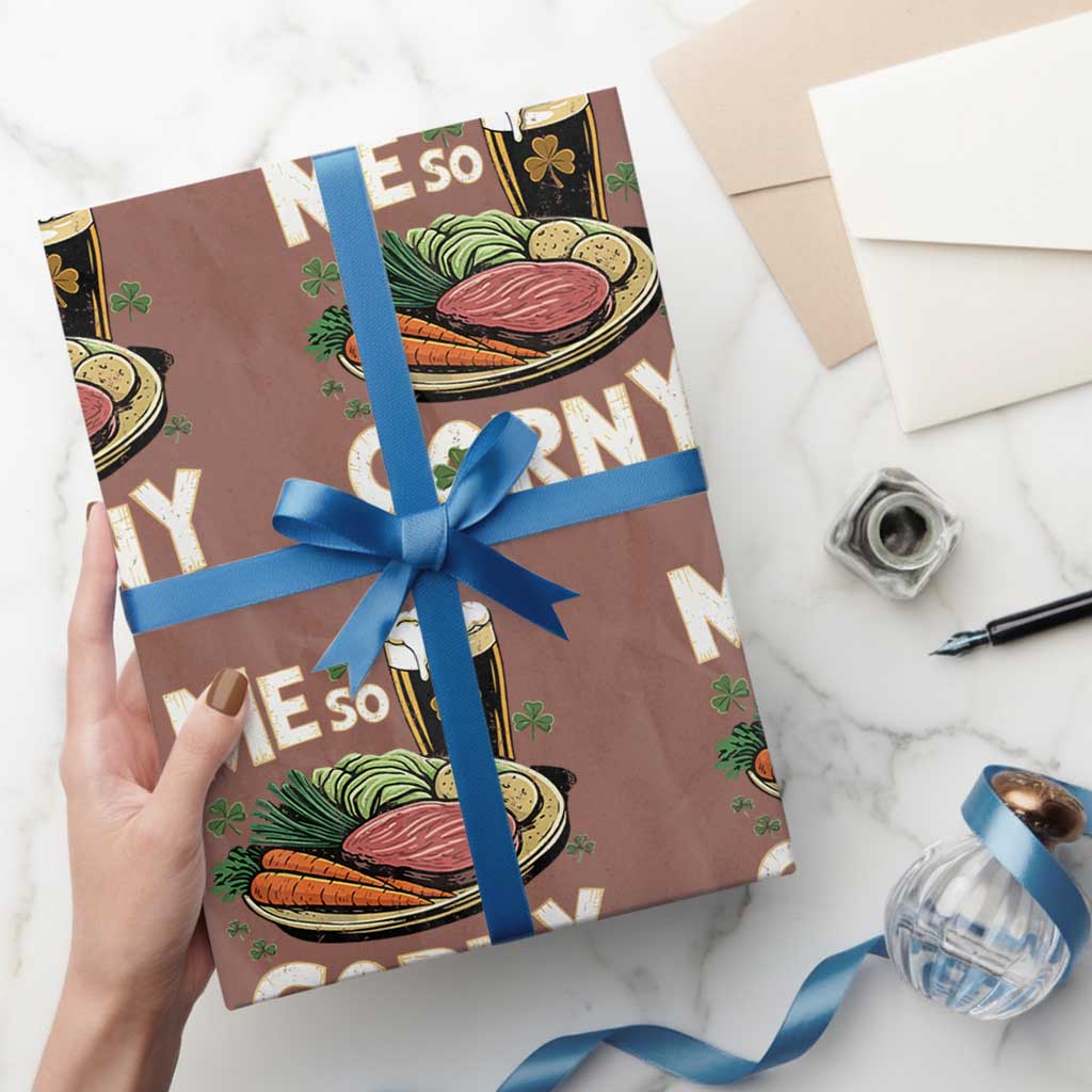 Funny St Patricks Day Me So Corny Wrapping Paper Roll Stout Irish Corned Beef TS11 Mocha Print Your Wear