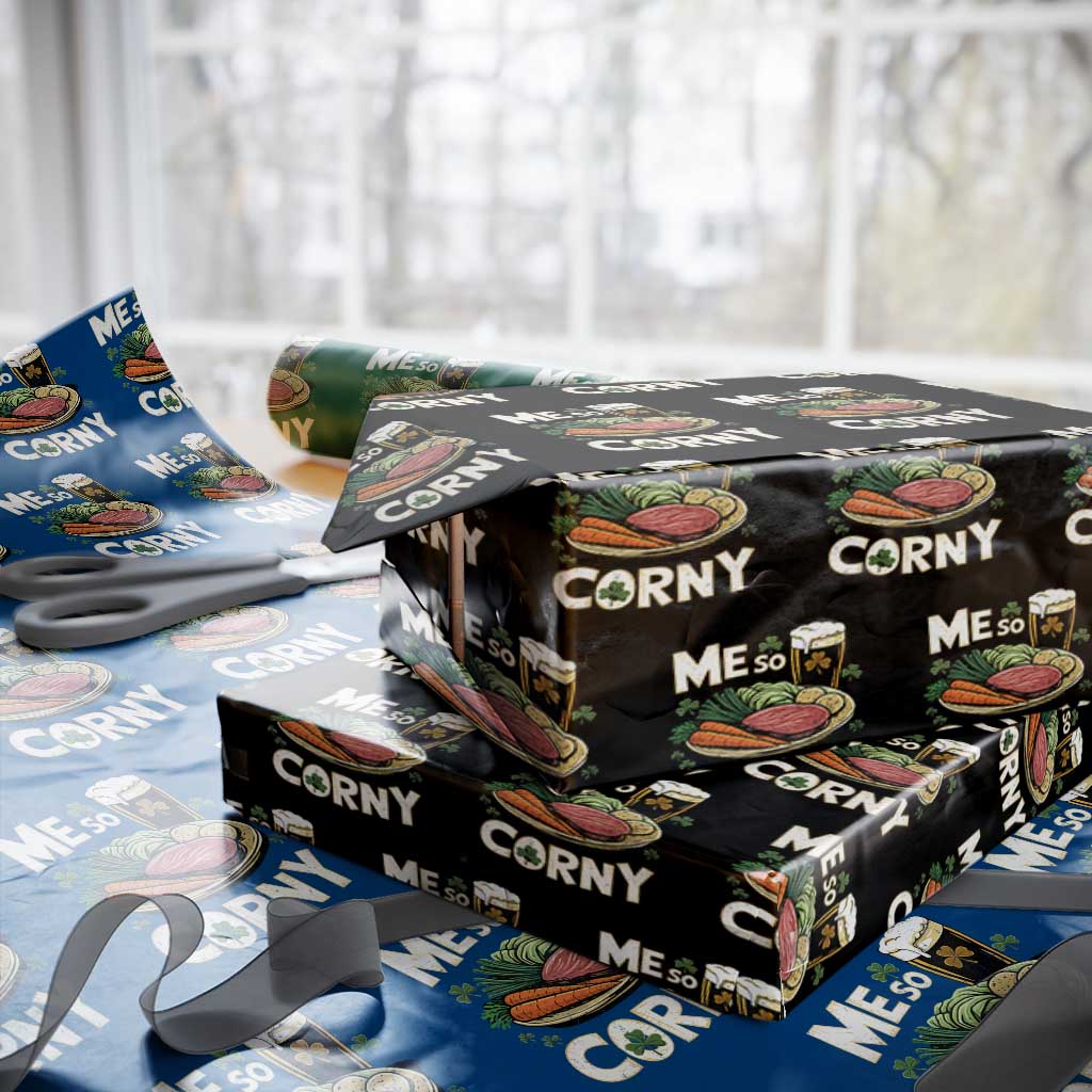 Funny St Patricks Day Me So Corny Wrapping Paper Roll Stout Irish Corned Beef TS11 Black Print Your Wear