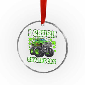Funny St Patricks Day Monster Truck Crystal Glass Ornament I Crush Shamrocks Retro TS02 Print Your Wear