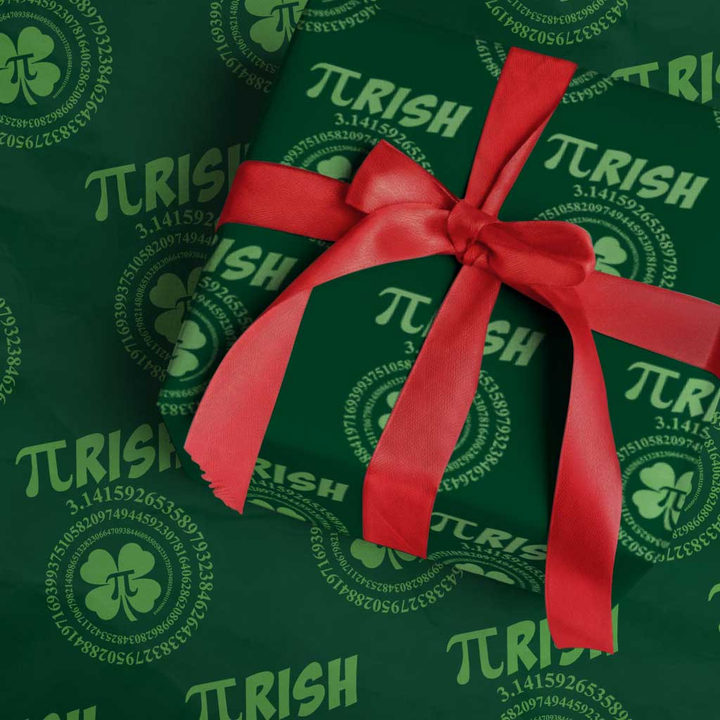 Funny St Patricks Day Pi Symbol Lover Wrapping Paper Roll Pirish 3,14 Pi Number Shamrock TS11 Green Print Your Wear