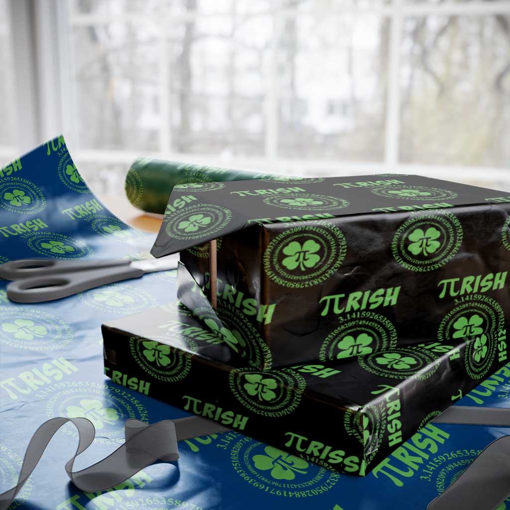 Funny St Patricks Day Pi Symbol Lover Wrapping Paper Roll Pirish 3,14 Pi Number Shamrock TS11 Black Print Your Wear