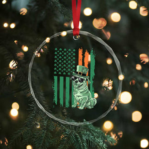 Funny St Patrick's Day Pug Leprechaun Crystal Glass Ornament Dog Lover Puppy Green American Flag TS02 Print Your Wear