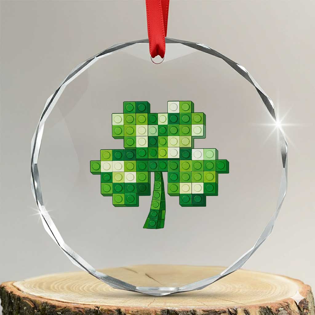 Funny St Patricks Day Shamrock Building Blocks Bricks Crystal Glass Ornament TS11 Transparent Glass 3'' Circle Print Your Wear