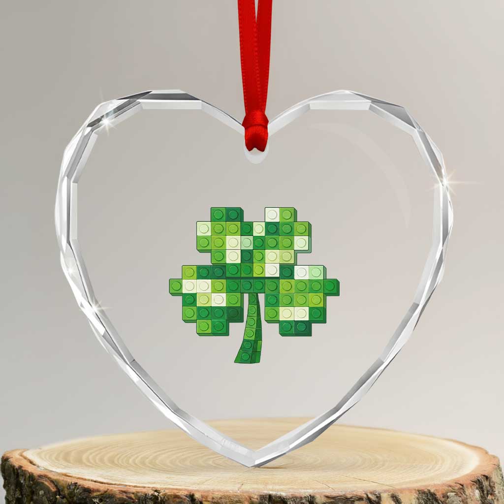 Funny St Patricks Day Shamrock Building Blocks Bricks Heart Crystal Glass Ornament TS11 Transparent Glass 3'' Heart Print Your Wear