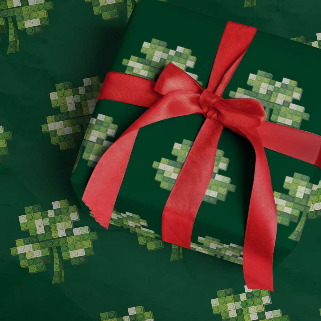 Funny St Patricks Day Shamrock Building Blocks Bricks Wrapping Paper Roll TS11 Green Print Your Wear
