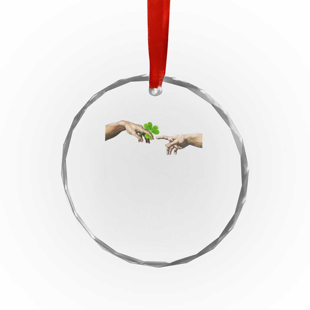 Funny St Patricks Day Shamrock The Creation of Adam Meme Crystal Glass Ornament TS11 Print Your Wear