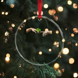 Funny St Patricks Day Shamrock The Creation of Adam Meme Crystal Glass Ornament TS11 Print Your Wear