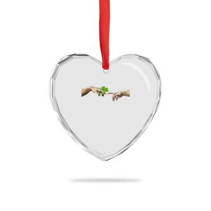 Funny St Patricks Day Shamrock The Creation of Adam Meme Heart Crystal Glass Ornament TS11 Print Your Wear