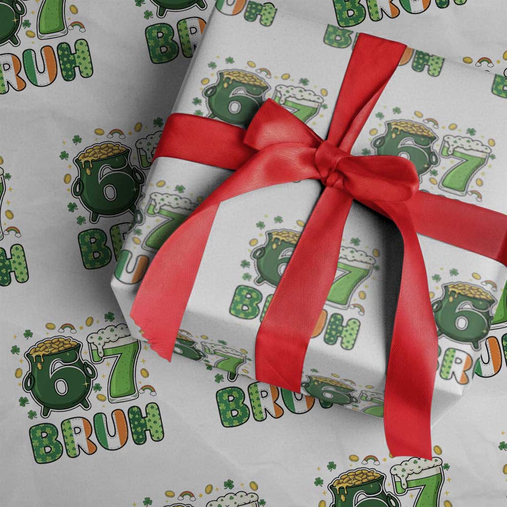 Funny St Patricks Day Six Seven Meme Wrapping Paper Roll Irish American Gift TS12 White Print Your Wear