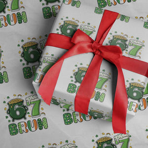 Funny St Patricks Day Six Seven Meme Wrapping Paper Roll Irish American Gift TS12 White Print Your Wear